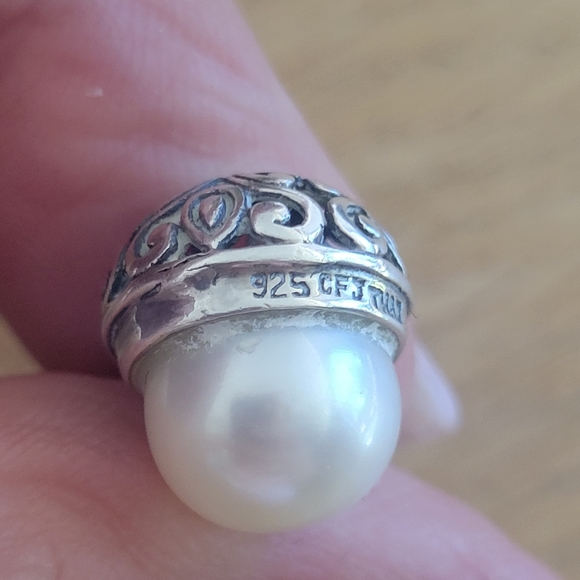 Genuine Cultured Pearl 925 Dangly Filigree Earrings - Picture 7 of 10